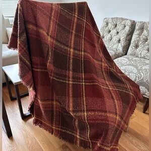Threshold Plaid Textured Throw Blanket Rust Yellow Brown 64 x 52 inches